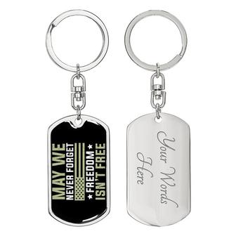 Custom Freedom Is Not Free Keychain With Back Engraving | Birthday Gifts For Veterans | Personalized Veteran Dog Tag Keychain - Seseable