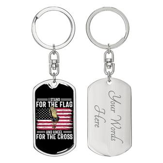 Custom I Stand For The Flag Keychain With Back Engraving | Birthday Gifts | Personalized Veteran Dog Tag Keychain - Seseable