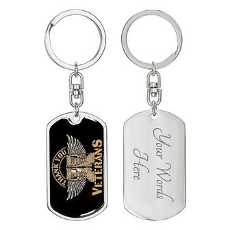 Custom Thank You Veteran Keychain With Back Engraving | Birthday Gifts For Veterans | Personalized Veteran Dog Tag Keychain - Seseable
