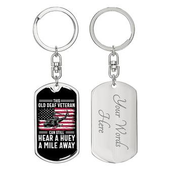 Custom This Old Deaf Veteran Keychain With Back Engraving | Birthday Gifts For Veterans | Personalized Veteran Dog Tag Keychain | Seseable CA