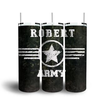 Custom Army Skinny Tumbler, Custom Name, Cool Name Gift, Personalized Veteran Skinny Tumbler - Seseable