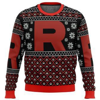 Pokemon Team Rocket Red Black Ugly Christmas Sweater, Ugly Christmas Sweater For Men Women | Favorety UK