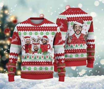 Post Malone Coffee Cups Ugly Christmas Sweater, Home Malone All Over Print Sweatshirt | Favorety UK