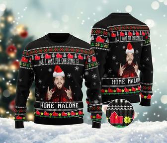 Post Malone Ugly Christmas Sweater, Home Malone All Over Print Sweater, Ghost Malone Xmas Sweatshirt | Favorety UK