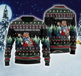 Pue-rto Ri-can Through The Snow Ugly Christmas Sweater, Meme Pue-rto Turtle Woolen Sweatshirt | Favorety DE