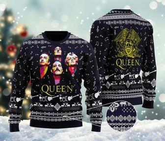 Queen Band Ugly Christmas Sweater, Rock Band Sweatshirt, Queen Band Merch, Music Concert All Over Print Sweater | Favorety AU