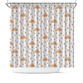 Rainy Weather Cute Cloud Watercolor Pattern Boho Living Shower Curtain | Seseable CA
