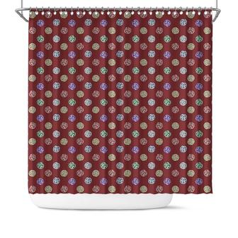 Red Crystal Boho Pattern Bath Living Boho Shower Curtain - Seseable