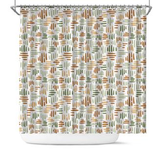 Retro Boho Abstract Color Pieces Line Colorful Shower Curtain | Seseable CA