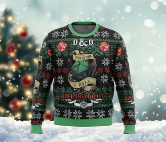 Roll Initiative DnD Ugly Christmas Sweater, Dungeons Dragons Sweatshirt, Role-playing Game All Over Print Sweater | Favorety DE