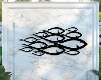 School of Fish Metal Wall Art, Unique Home Decor, Interior Wall Art, Family Fish Decor - Thegiftio UK