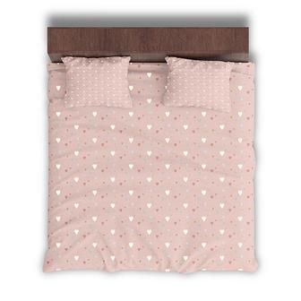 Simple Little Pink Heart Pattern Boho Style 3 Pieces Bedding Set - Seseable