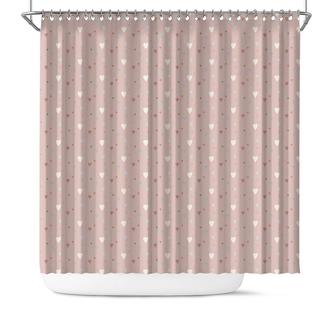 Simple Little Pink Heart Pattern Boho Style Shower Curtain | Seseable CA