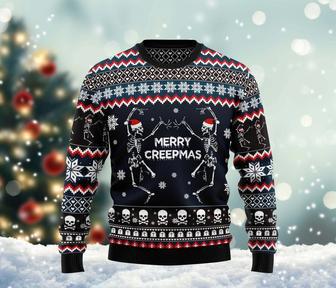 Skeleton Dancing Ugly Christmas Sweater, Spooky Season Woolen Sweatshirt, Trick Or Treat Sweater | Favorety UK