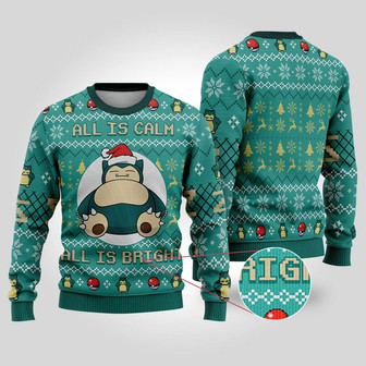 Snorlax Pocket Monster Christmas Ugly Sweater, Snorlax Ugly Sweatshirt, Snorlax Christmas Sweater - Thegiftio UK