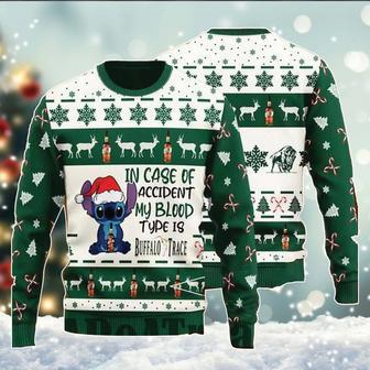 Stitch x Buffalo Trace Ugly Christmas Sweater, Disney Cartoon Sweatshirt, Stitch and Lilo All Over Print Sweater | Favorety