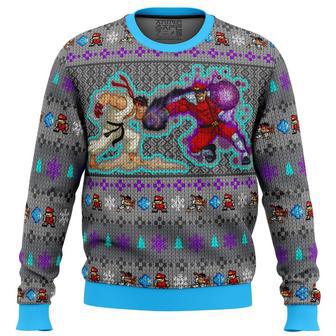 Street Fighter Ryu Vs. M. Bison Ugly Christmas Sweater, Ugly Christmas Sweater For Men Women | Favorety