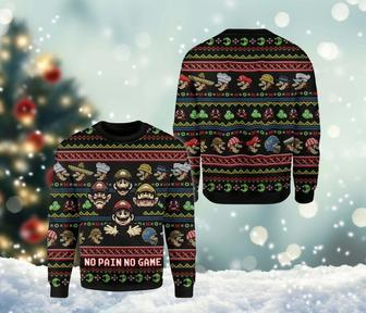 Super Mar-io Ugly Xmas Sweater, Mar-io Woolen Sweatshirt, Bowser Mar-io Yoshi Peach Toad | Favorety