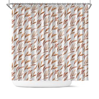 Terracotta Color Leaves Watercolor Boho Gift Bath Shower Curtain | Seseable CA