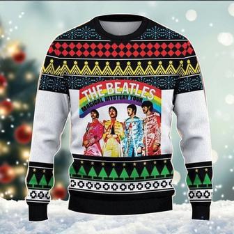 The Beat-les Magical Mystery Tour Ugly Xmas Sweater, Rock And Roll Sweatshirt, Music All Over Print Sweater | Favorety UK