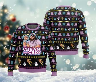 The Cream of the Crop Ugly Christmas Sweater, Macho Man Randy Savage Sweatshirt, WWF All Over Print Sweater | Favorety CA