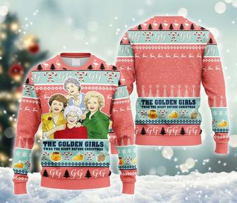 The Golden Girl Pink Ugly Christmas Sweater, Golden Girls Sweatshirt, Golden Girls TV Show Ugly All Over Print Sweater | Favorety