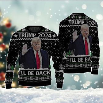 Tru-mp 2024 I'll Be Back Ugly Christmas Sweater, Make American Great Again Woolen Sweatshirt | Favorety DE