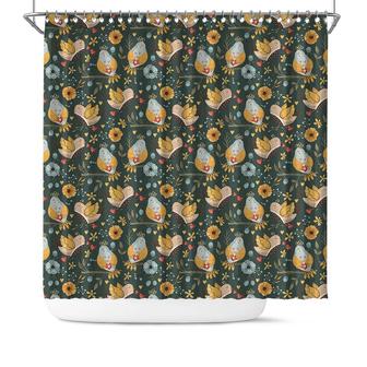 Vintage Bohemian Birds Yellow Color Boho Bird And Flower Shower Curtain | Seseable CA