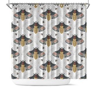 Vintage Boho Butterfly Pattern Bohemian Shower Curtain | Seseable CA