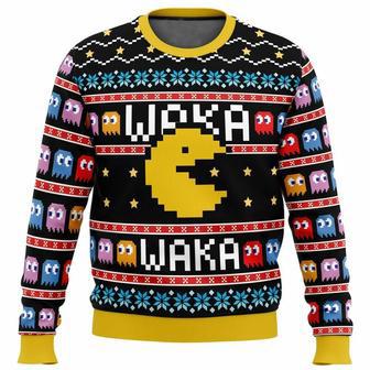 Waka Waka Pacman Christmas Ugly Sweater, Pac-man Christmas Sweatshirt, Pac Man Xmas Sweater | Favorety