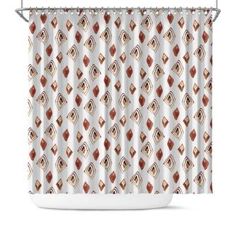 Watercolor Crystal Pattern Boho Style Housewarming Decor Shower Curtain - Seseable