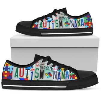 Autism Nana Licence Plate Low Top Canvas Shoes - Monsterry DE