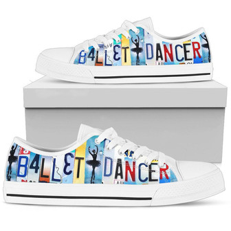 Ballet Dancer Licence Plate Low Top Canvas Shoes - Monsterry