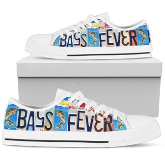 Bass Fever Fishing Licence Plate Low Top Canvas Shoes - Monsterry