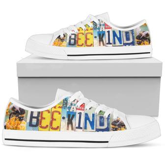 Bee Kind Licence Plate Low Top Canvas Shoes - Monsterry
