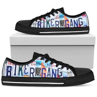 Biker Gang Licence Plate Low Top Canvas Shoes | Favorety AU