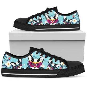 Boston Terrier Women's Licence Plate Low Top Canvas Shoes - Monsterry