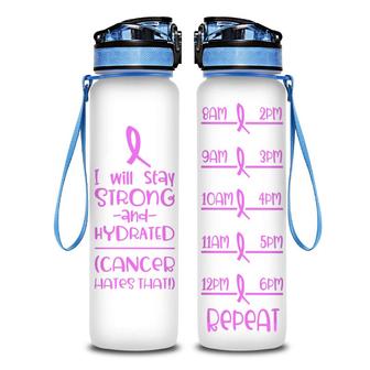 Cancer I Will Stay Strong And Hydrated Hydro Tracking Bottle | Seseable CA