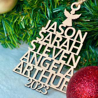 Personalized Family Pet Name Wooden Ornament Christmas Tree Ornament | Mazezy
