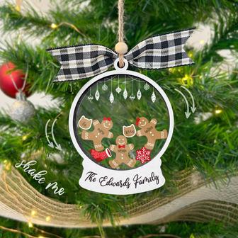 Personalized Gingerbread Family Shaker Acrylic Wooden Christmas Ornament | Mazezy