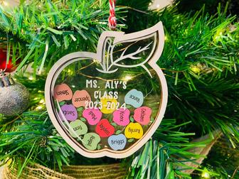 Personalized Teacher Shaker Acrylic Wooden Xmas Thank You Ornament Gift | Mazezy