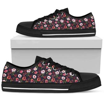 Floral Blush Pastel Roses Peonies Low Top Shoes - Monsterry