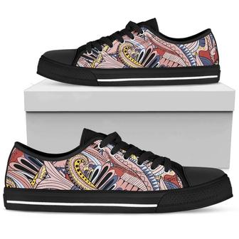 Funky Patterns in Pinks Women's Low Top Shoes (Black) - Monsterry