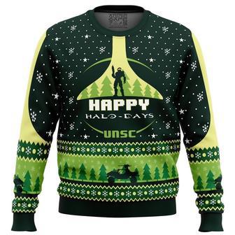 Happy Halo-days Halo Ugly Christmas Sweater, Ugly Christmas Sweater For Men Women, ShopKetharses Shop | Favorety AU