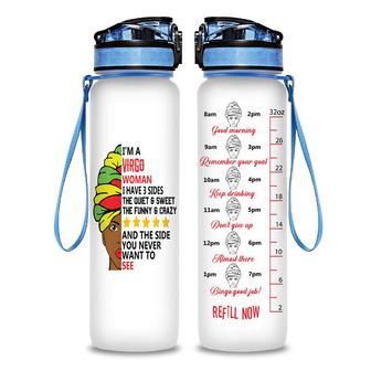I Am A Virgo Woman I Have 3 Sides Black History Hydro Tracking Bottle | Seseable CA