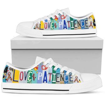 Love and Patience White Low Top Shoes - Monsterry