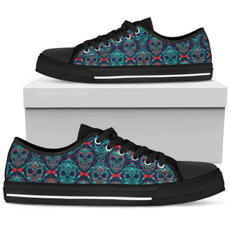 NP Skull Women's Low Top Shoes - Monsterry