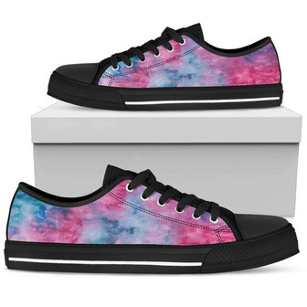 Pink Watercolor Womens Low Top Shoes - Monsterry