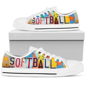 Softball Addict White Low Top Shoes - Monsterry