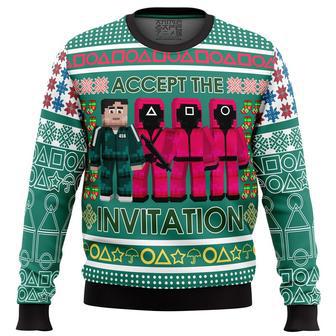 Squid Game Invitation Ugly Christmas Sweater, Ugly Christmas Sweater For Men Women | Favorety CA